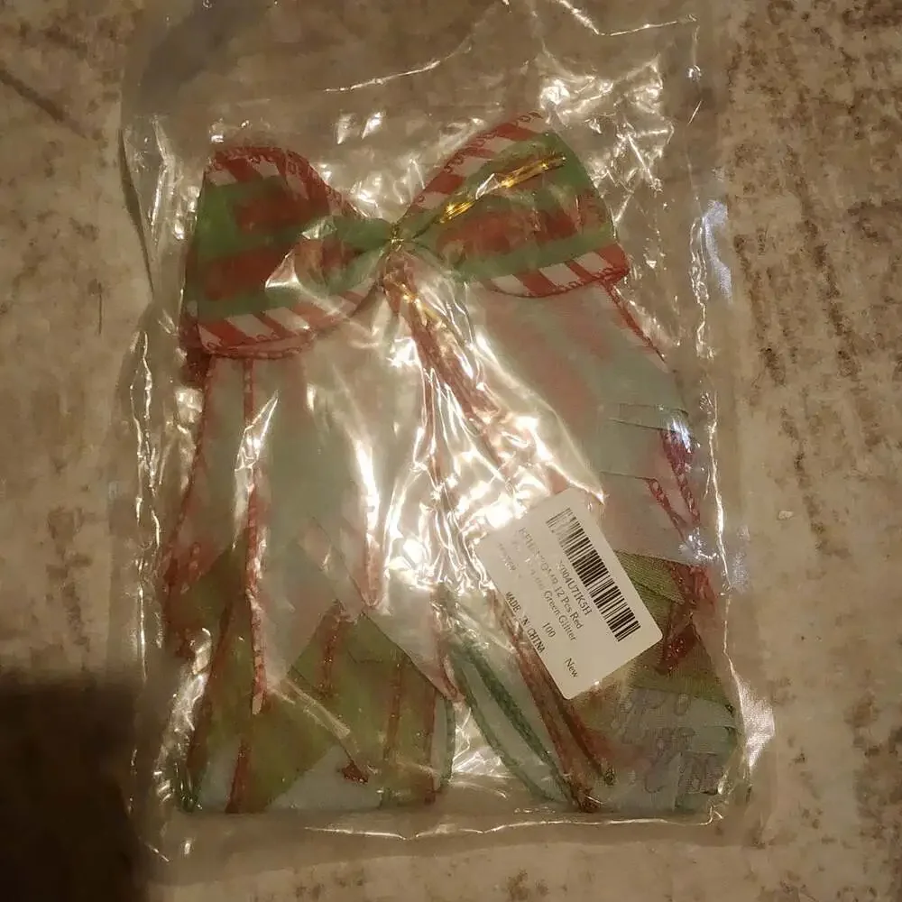 12 Pieces Red and Green Glitter Christmas Decorative Bows